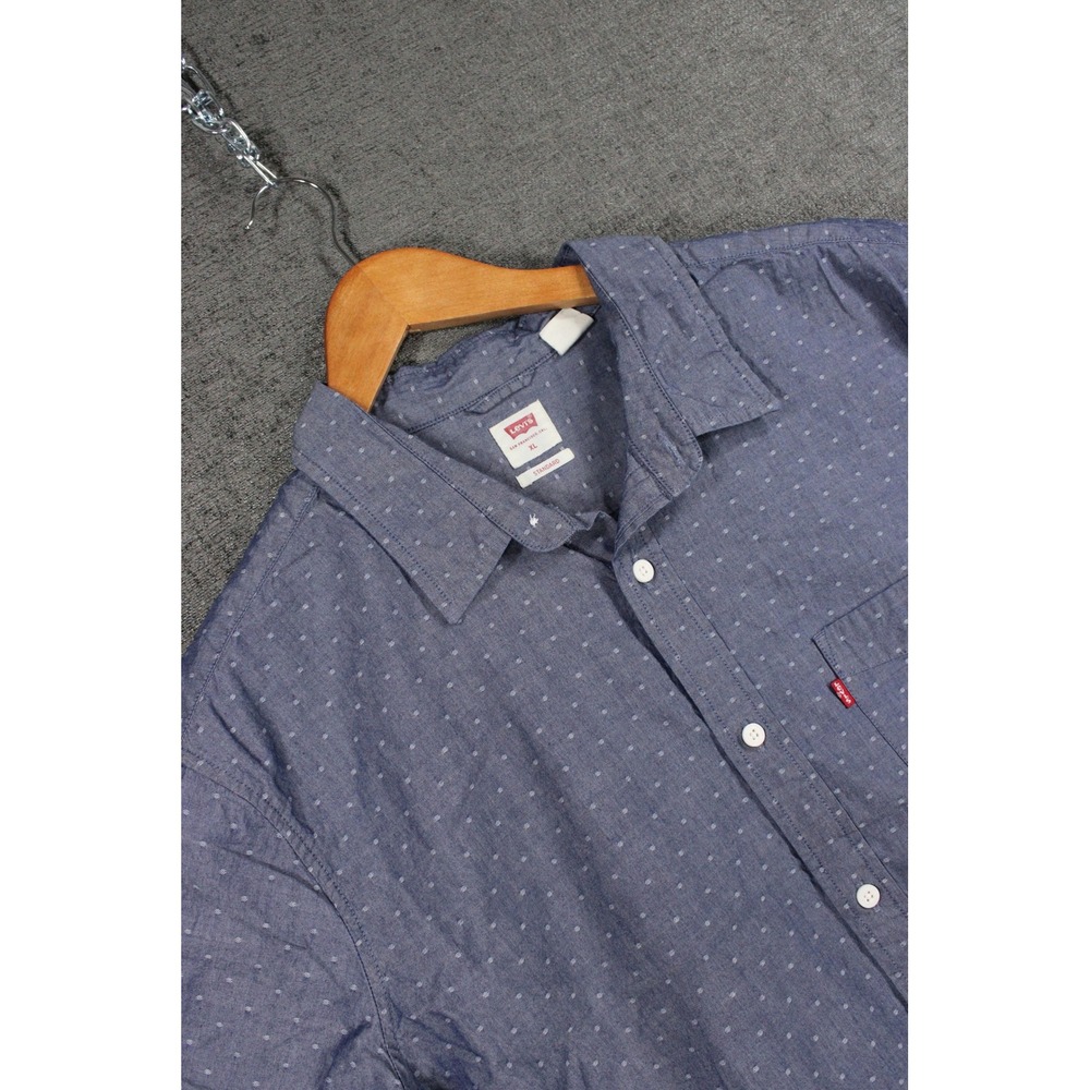 Levis Mens XL Short Sleeve Button Down Shirt Blue Micro Dot Standard 86627-0269